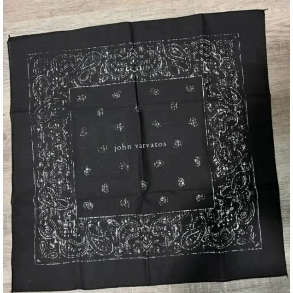 John Varvatos Black Paisley Pattern 100% Cotton Bandana Scarf 20